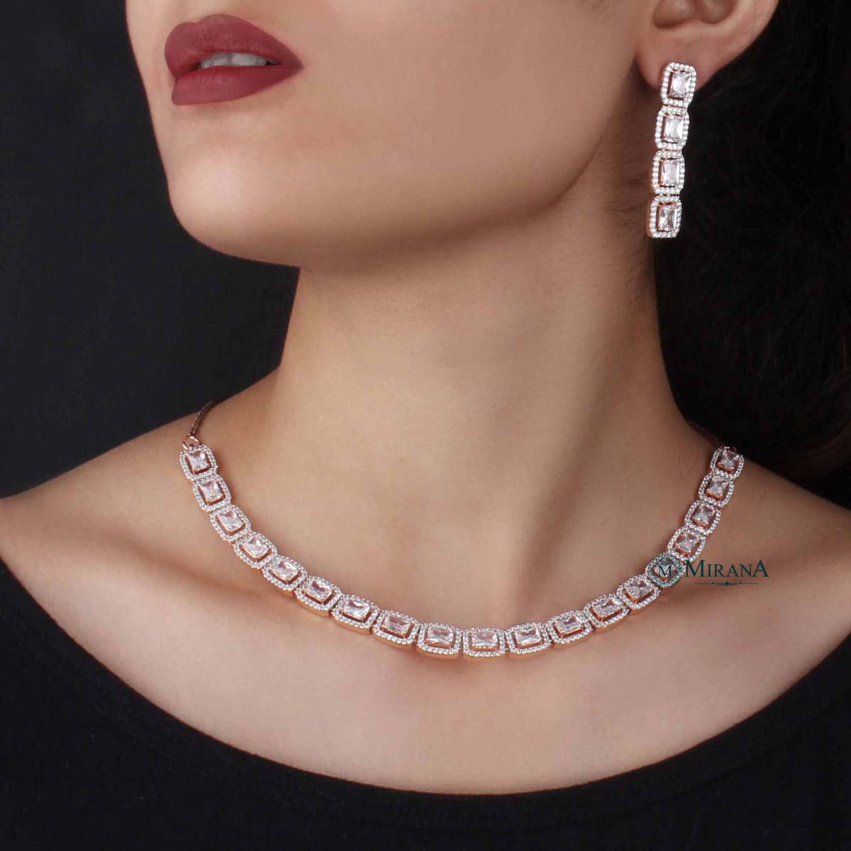 MJNK21N021-1-CZ-Rectangular-Shaped-Necklace-Set-Rose-Gold-White-Color-look-6.jpg