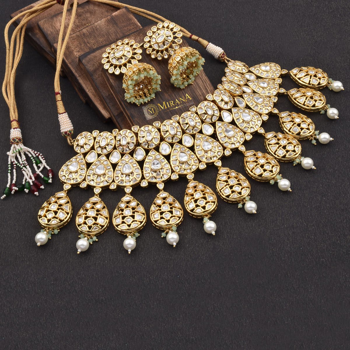 Bridal Drop Petal Kundan Necklace Set