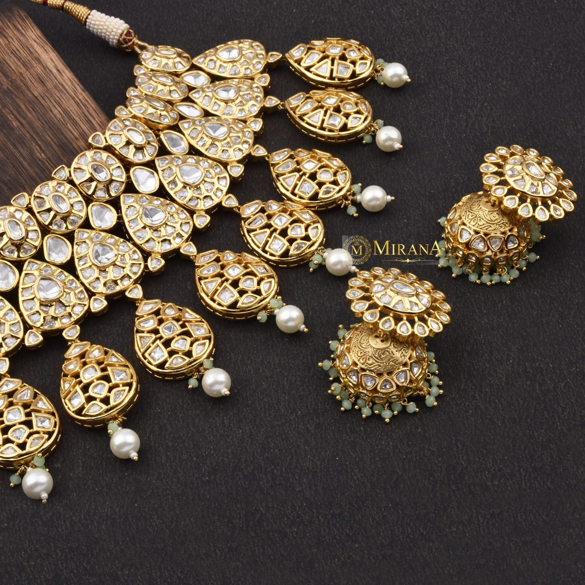 Bridal Drop Petal Kundan Necklace Set