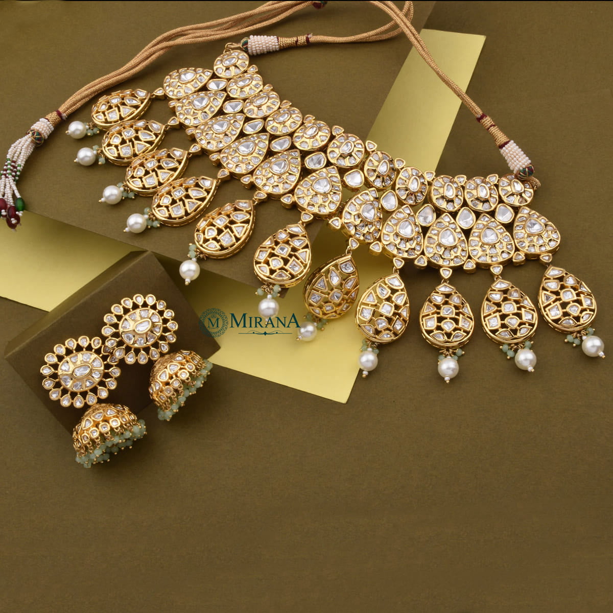 Bridal Drop Petal Kundan Necklace Set