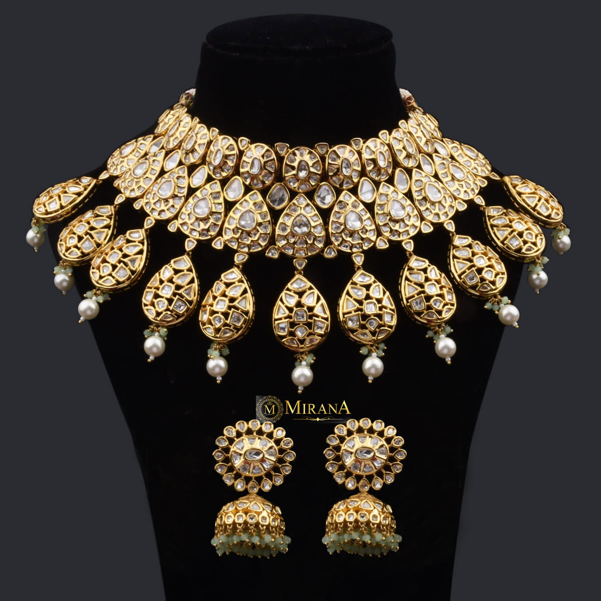 Bridal Drop Petal Kundan Necklace Set