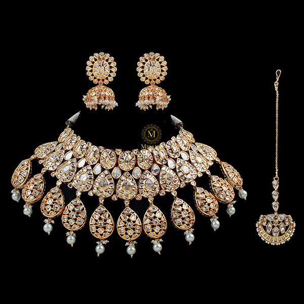 Chitranshi Bridal Drop Petal Kundan Necklace Set