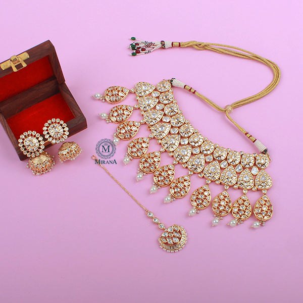 Chitranshi Bridal Drop Petal Kundan Necklace Set