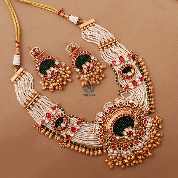 Mrinali Multi Colour Antique Necklace Set