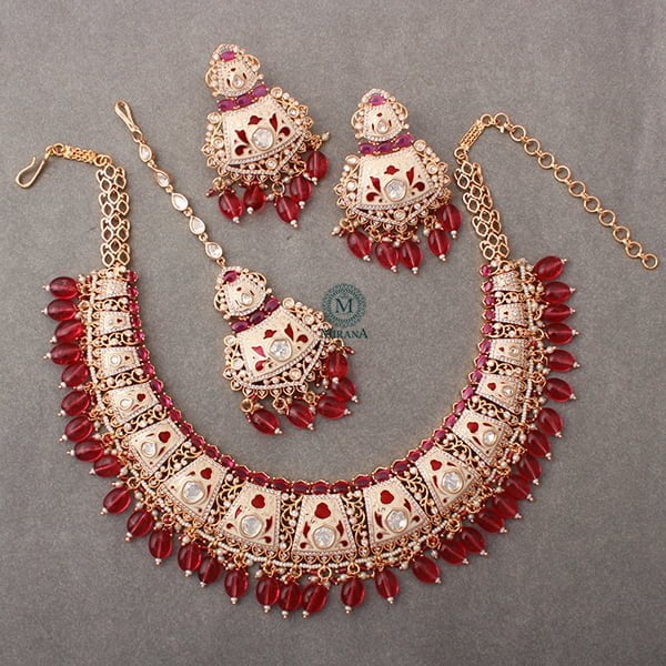 Shaniya Ruby Meenakari Polki Necklace Set