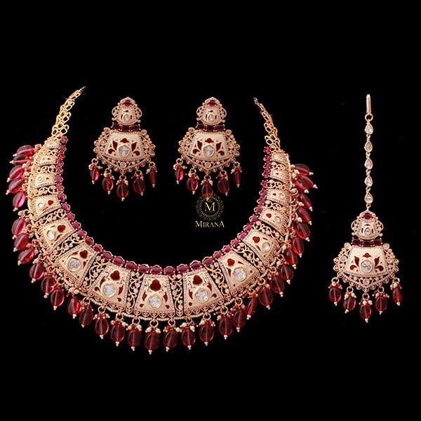 Shaniya Ruby Meenakari Polki Necklace Set