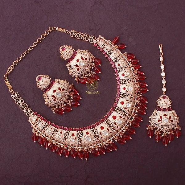 Shaniya Ruby Meenakari Polki Necklace Set