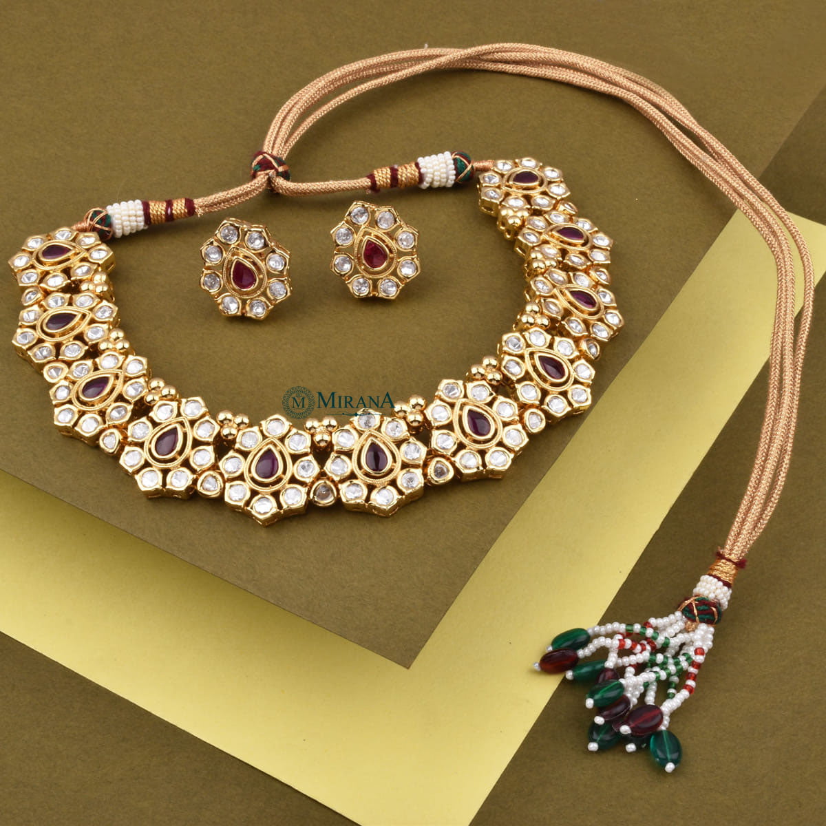 Keshavi Phulwari Polki Colored Necklace Set