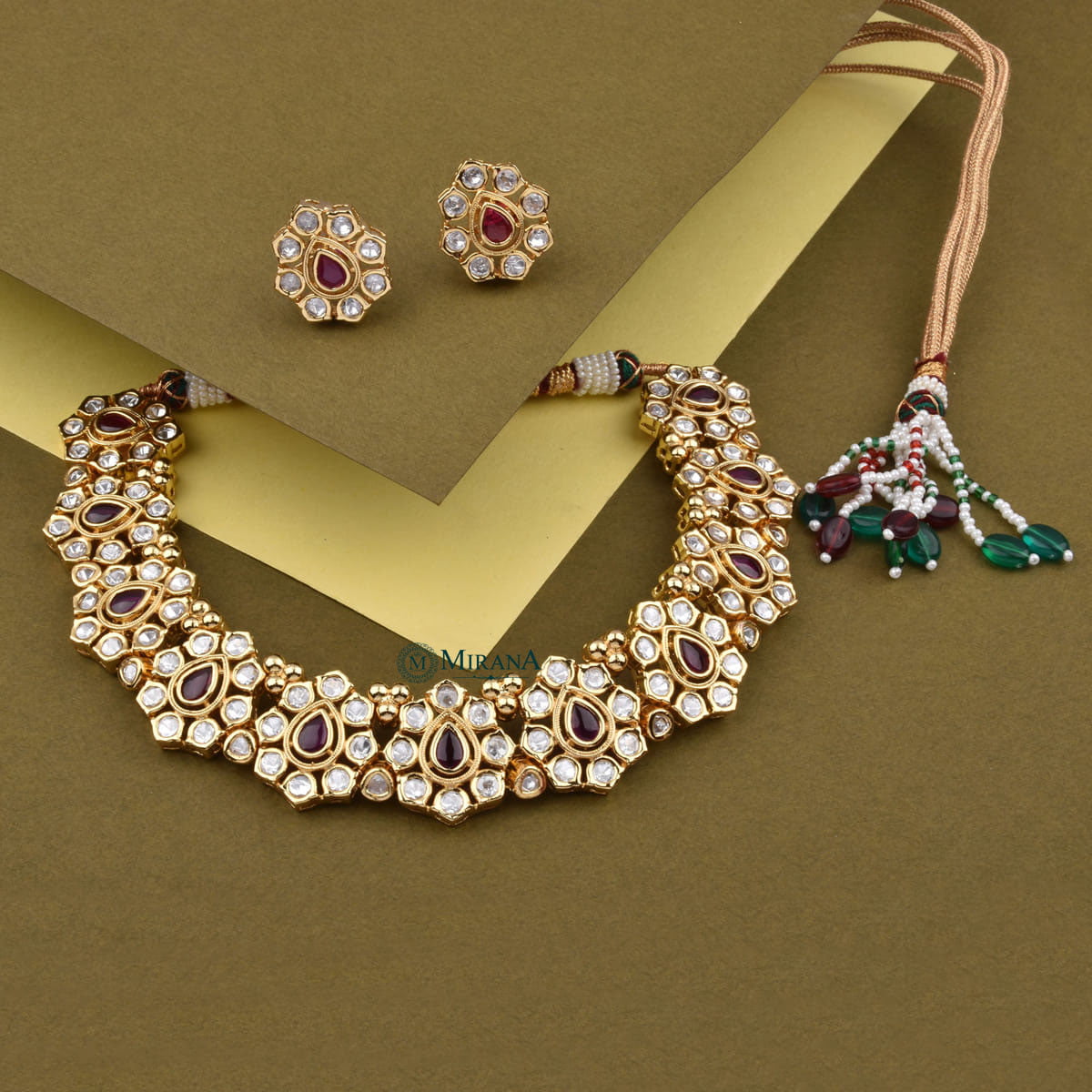 Keshavi Phulwari Polki Colored Necklace Set