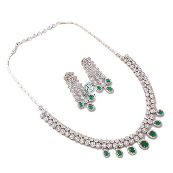 Bailey Green CZ Designer Necklace Set