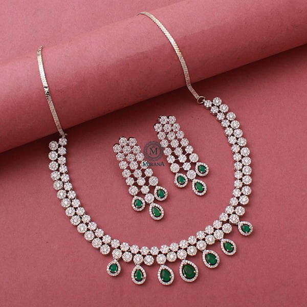 Bailey Green CZ Designer Necklace Set