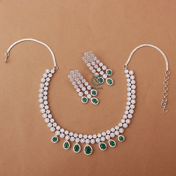 Bailey Green CZ Designer Necklace Set