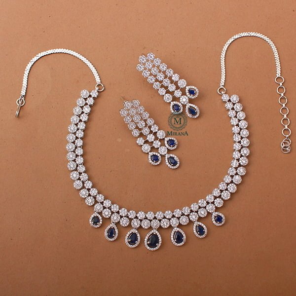 Bailey Sapphire Blue Designer Necklace Set