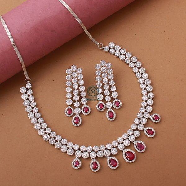 Bailey Ruby CZ Designer Necklace Set