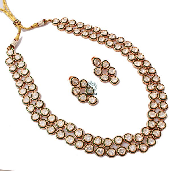 Radhika Emerald Green Double Layered Long Necklace Set