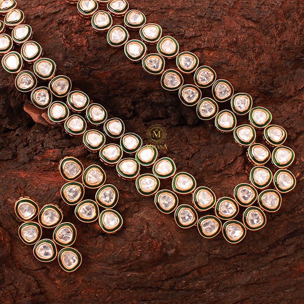 Radhika Emerald Green Double Layered Long Necklace Set