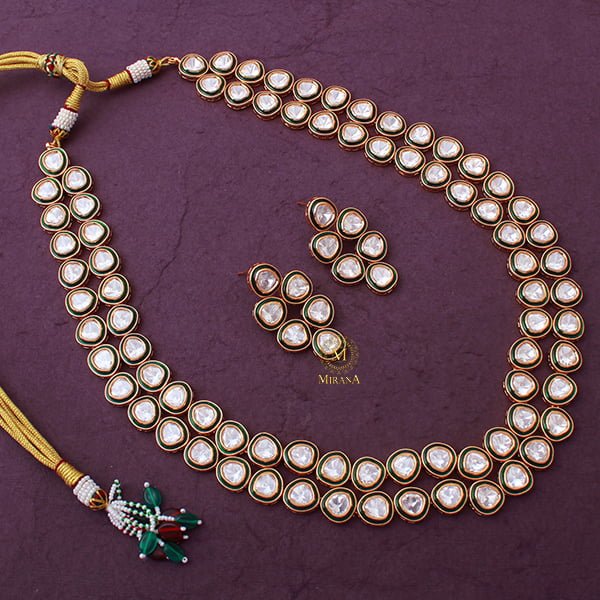 Radhika Emerald Green Double Layered Long Necklace Set