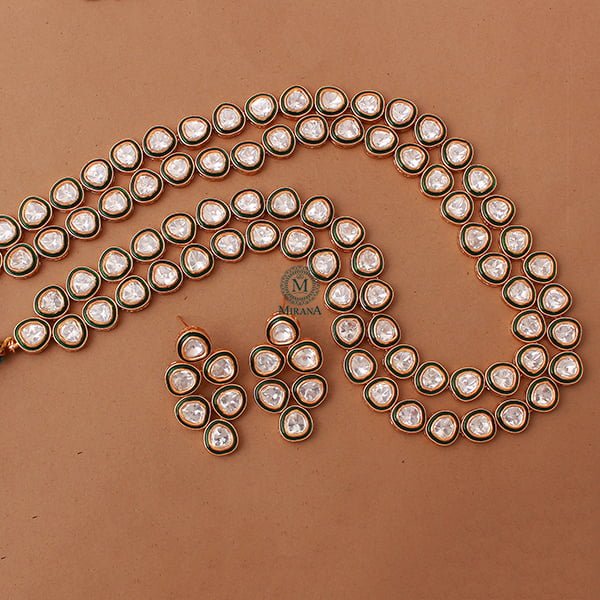 Radhika Emerald Green Double Layered Long Necklace Set