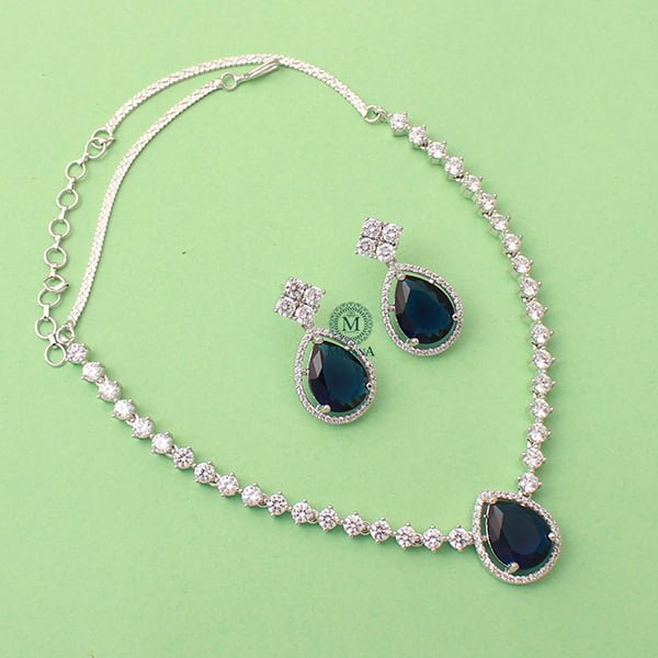 Helen Sapphire Blue Designer Necklace Set