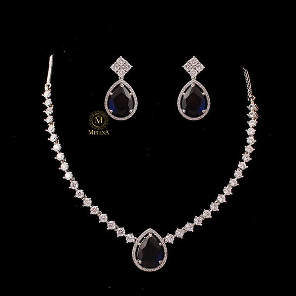 Helen Sapphire Blue Designer Necklace Set