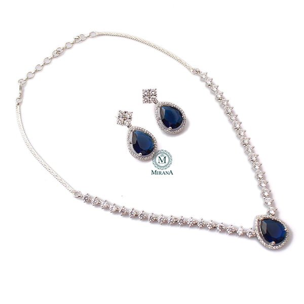 Helen Sapphire Blue Designer Necklace Set