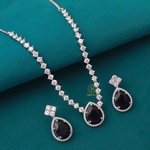 Helen Sapphire Blue Designer Necklace Set