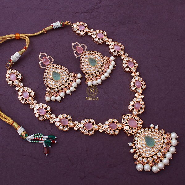 Rihana Multi Pastel Colour Polki Necklace Set