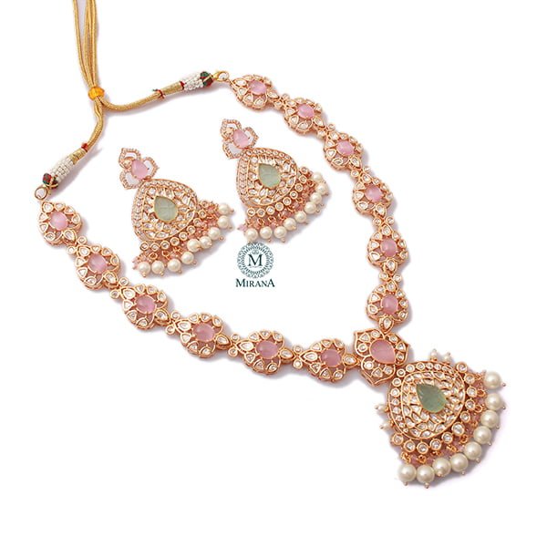 Rihana Multi Pastel Colour Polki Necklace Set