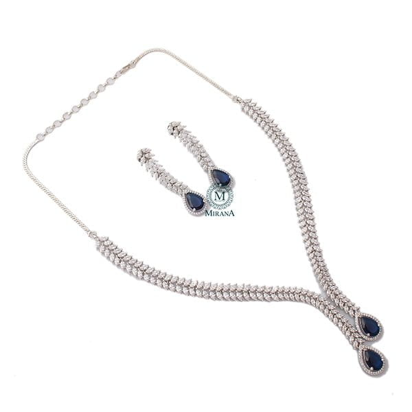 Kate V Line Sapphire Blue Necklace Set