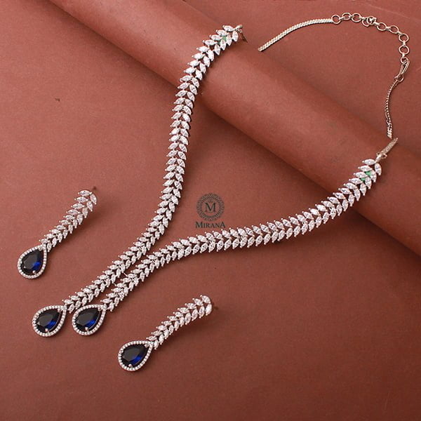 Kate V Line Sapphire Blue Necklace Set