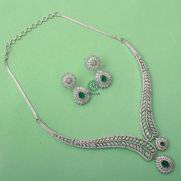 Alice Emerald Green CZ Designer Necklace Set