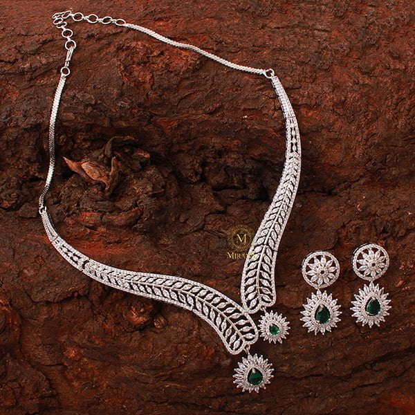 Alice Emerald Green CZ Designer Necklace Set