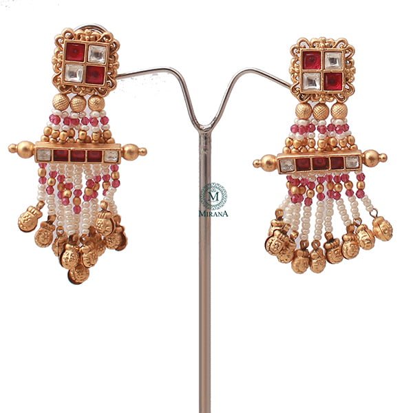 Kasturi Ruby Colour Antique Necklace Set