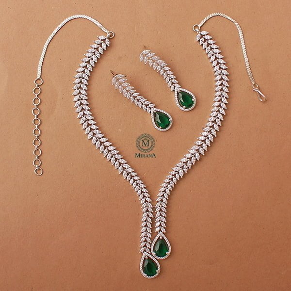 Kate V Line Emerald Green Necklace Set