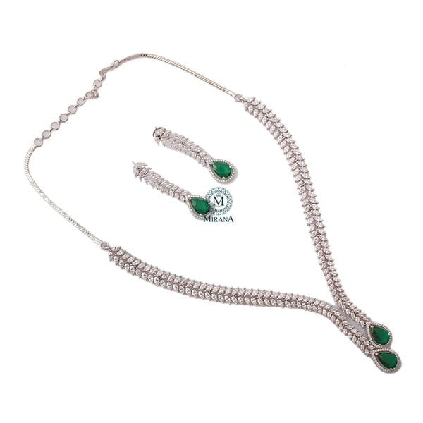 Kate V Line Emerald Green Necklace Set