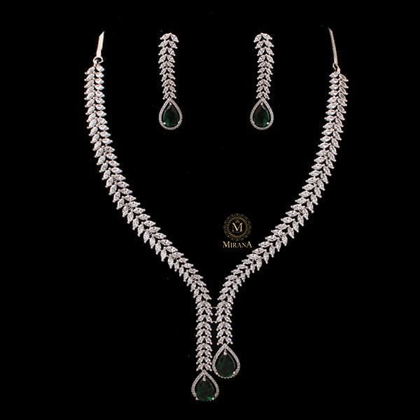 Kate V Line Emerald Green Necklace Set