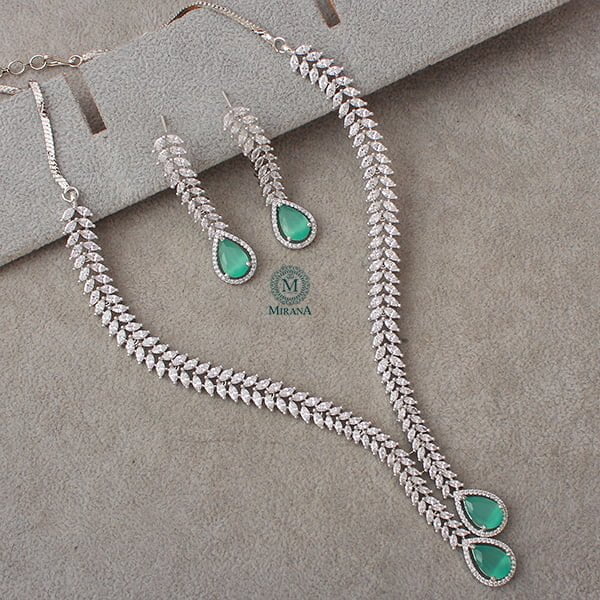 Kate V Line Pastel Green Necklace Set