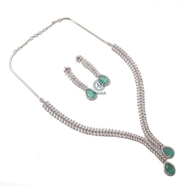 Kate V Line Pastel Green Necklace Set