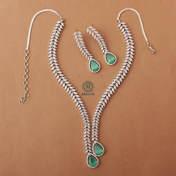 Kate V Line Pastel Green Necklace Set