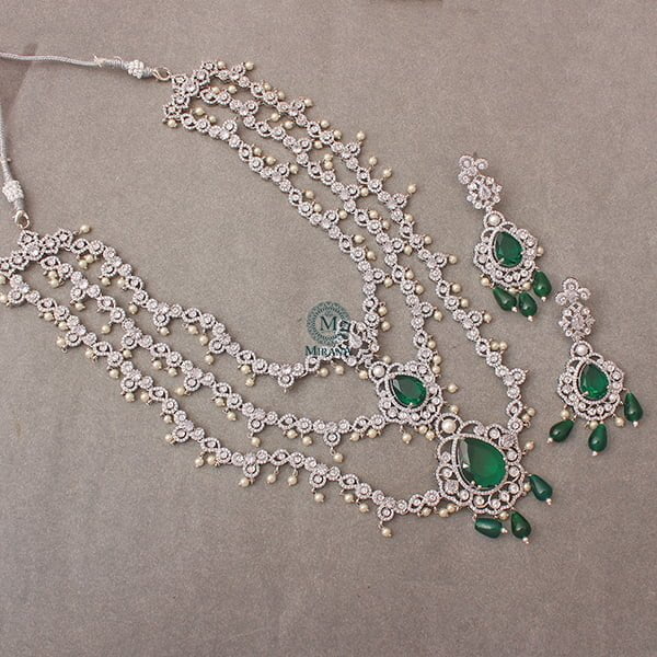 Elizi Emerald Green Layered Necklace Set