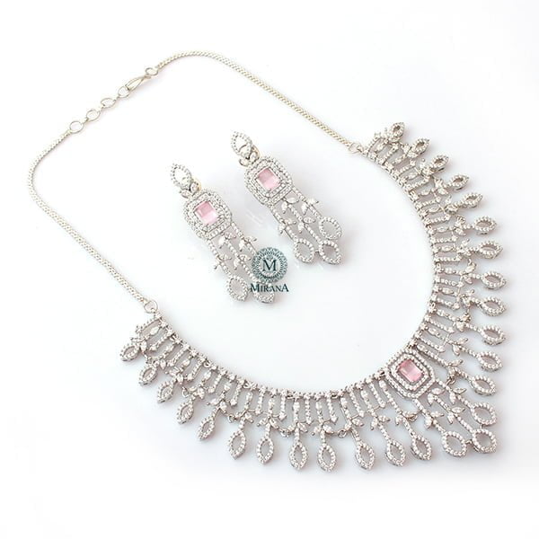 Giana Pastel Pink Designer Necklace Set