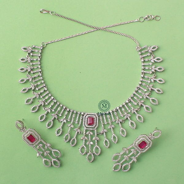 Giana Ruby CZ Designer Necklace Set