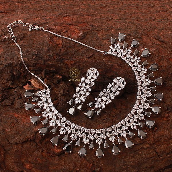 Brita Black CZ Designer Necklace Set