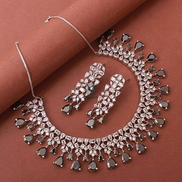 Brita Black CZ Designer Necklace Set