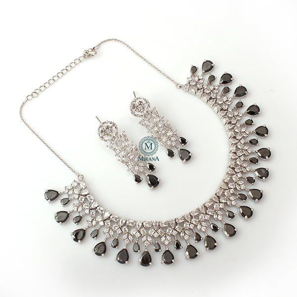 Brita Black CZ Designer Necklace Set