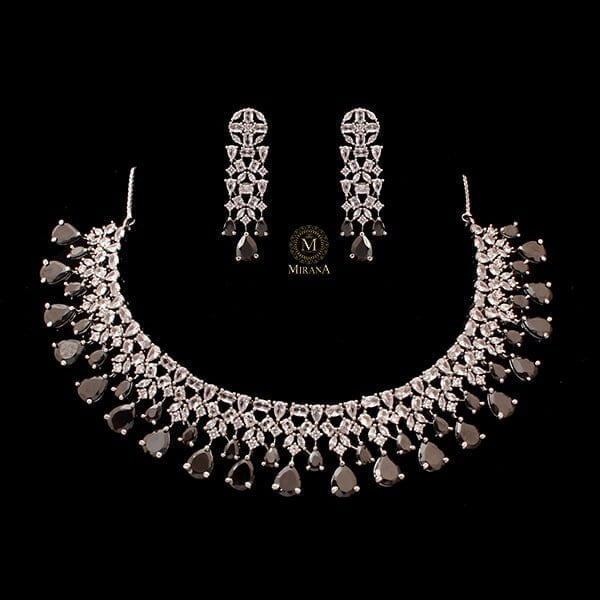 Brita Black CZ Designer Necklace Set