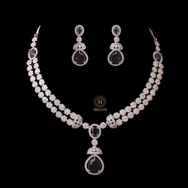 Ceria Sapphire Blue Layered Necklace Set