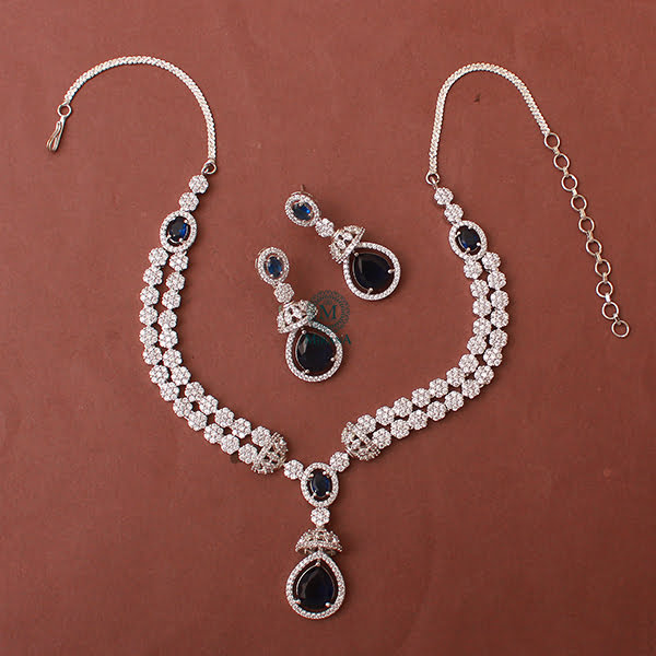 Ceria Sapphire Blue Layered Necklace Set