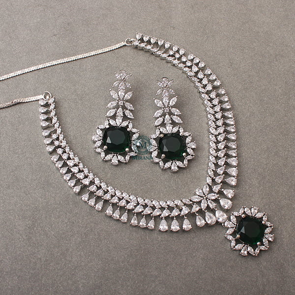 Clora Emerald Green Designer Necklace Set