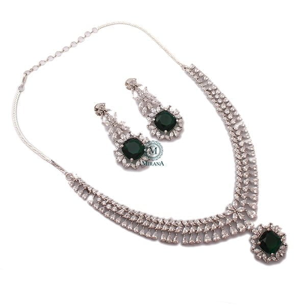 Clora Emerald Green Designer Necklace Set